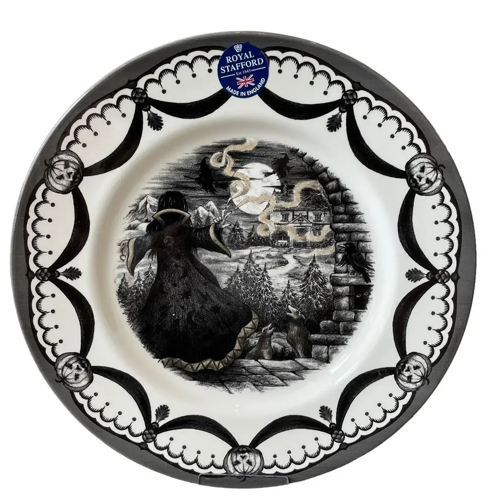Royal Stafford Halloween Wicked Witch Salad Plates 8.5in Porcelain Set of 2 New